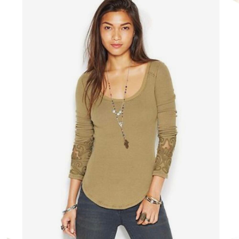 Free People Masquerade Cuff Long-Sleeve Thermal Tee